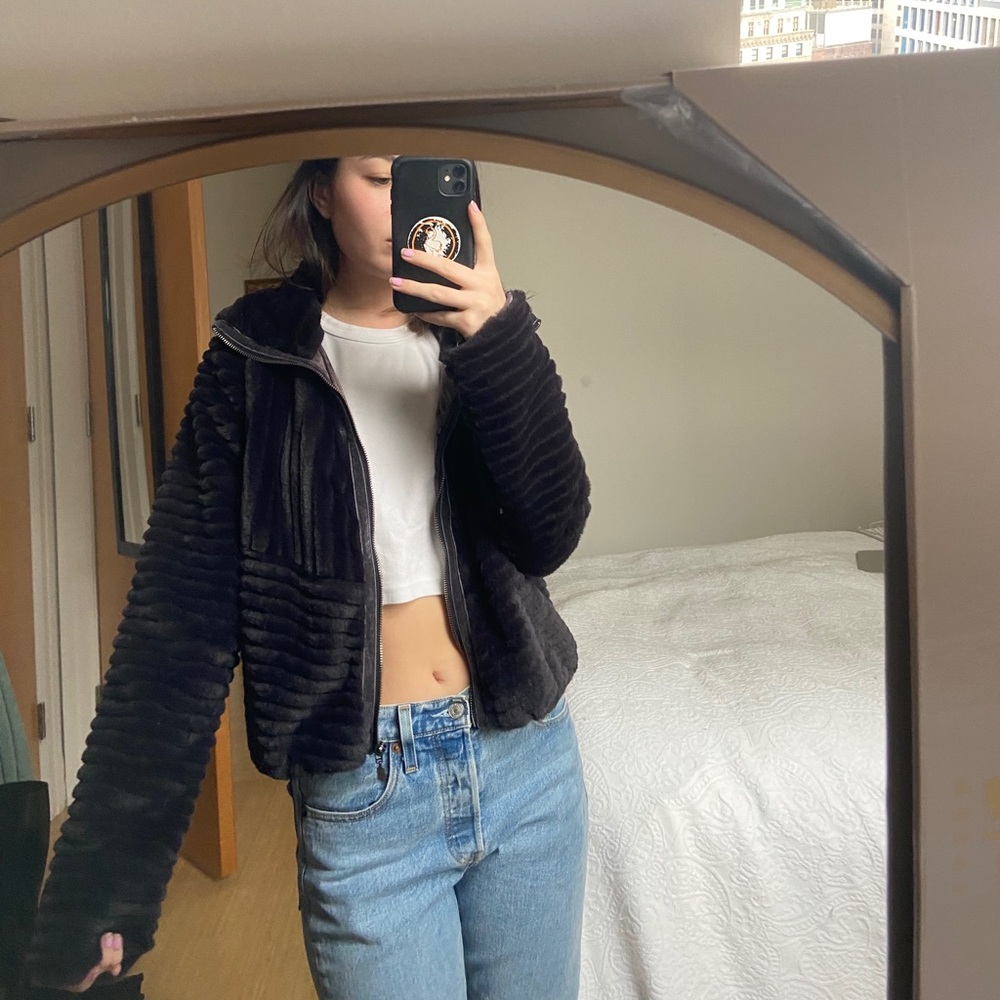 Fuzzy Anthropologie Bomber Jacket